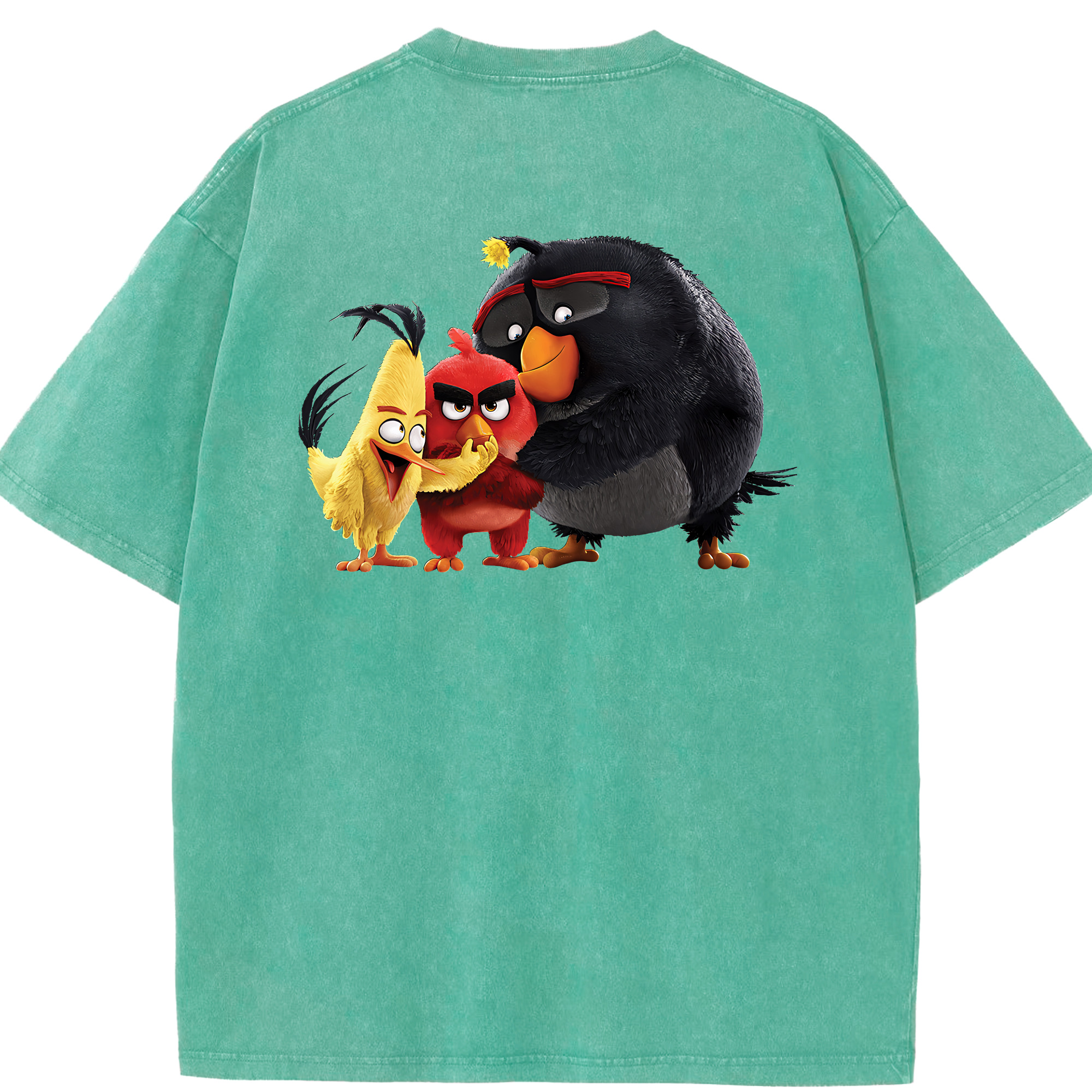 （画像用） Angry Birds アングリーバード 綿100% ヴィンテージ風 半袖Tシャツ（背面プリント）